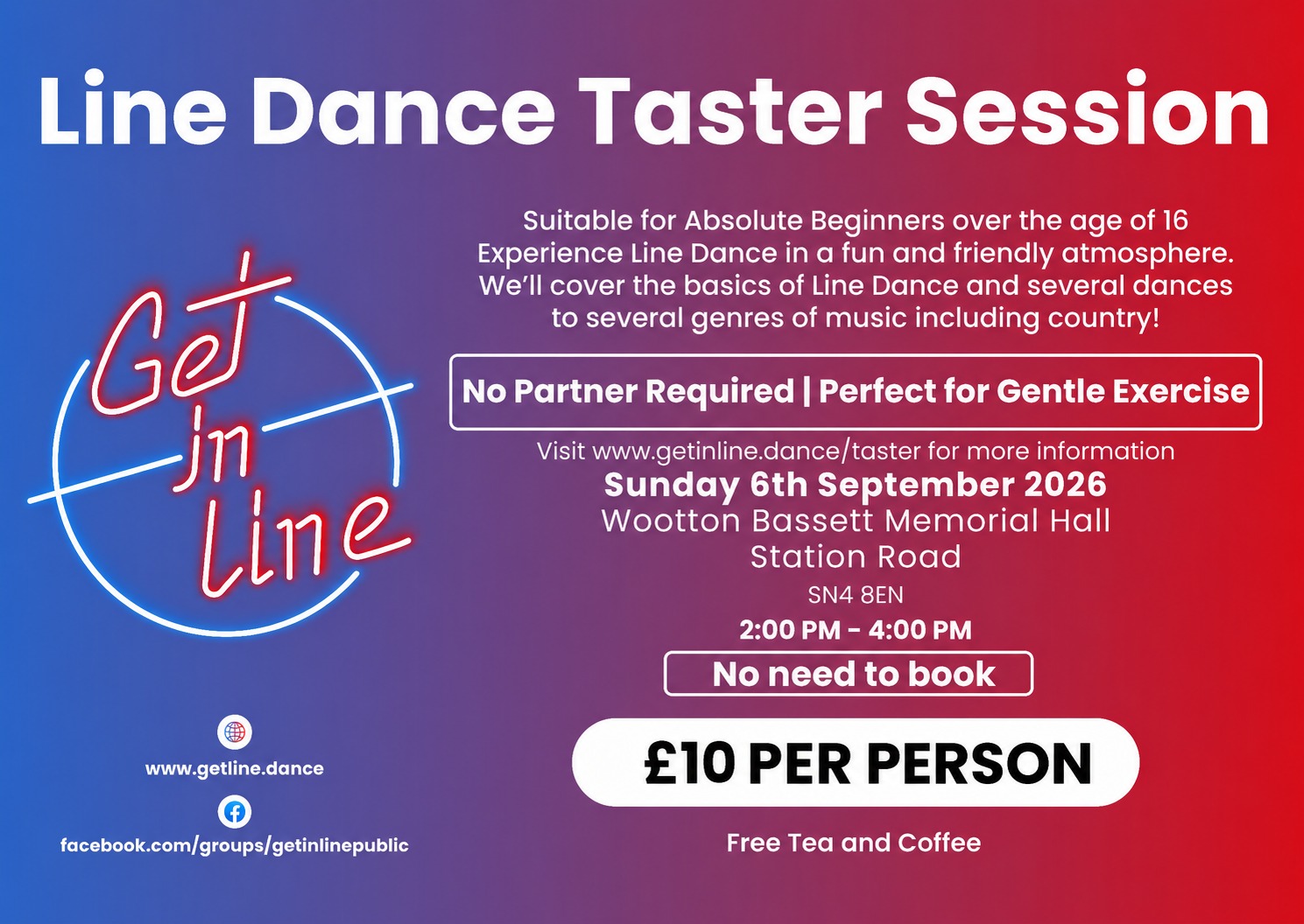 Line Dance Taster Session at Royal Wootton Bassett Memorial Hall - Get In Line event