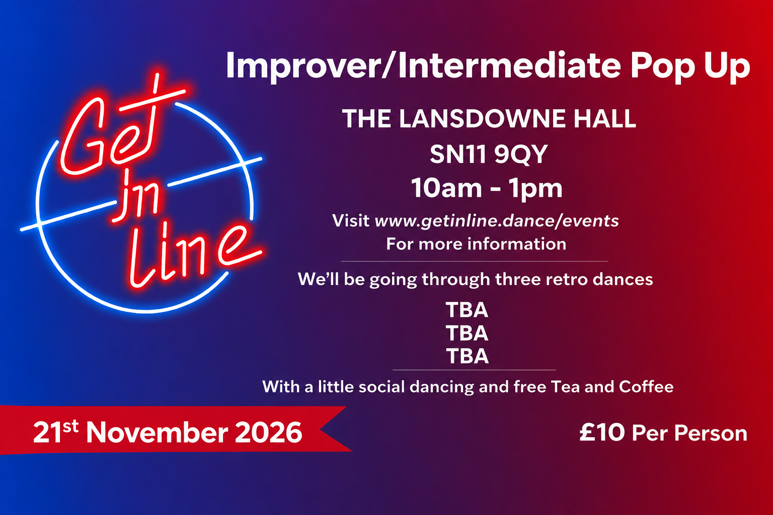 Improver / Intermediate Pop Up at Lansdowne Hall - Get In Line event